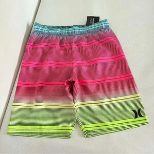Hurley Swim Trunk Shorts Size Medium  (10-12) YRS Multi Color Stripes